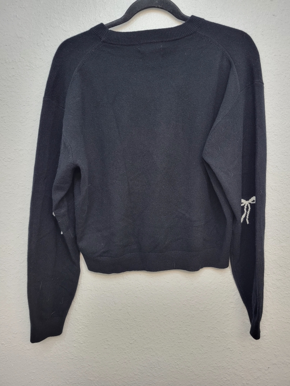 J Crew Perfect cashmere crewneck sweater in bow print CO585 Size M NWT - Picture 6 of 8